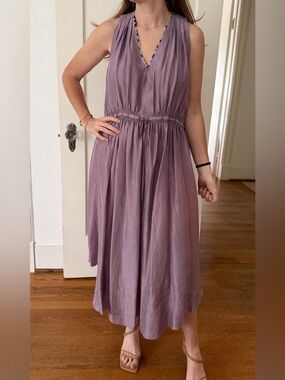 forte_forte Lavender V-Neck Gathered Dress